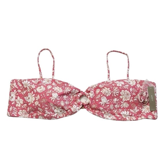 J. Crew O-Ring Bandeau Bikini Top Women's Plus 3X Pink Tossed Floral New BH555 - Picture 1 of 13